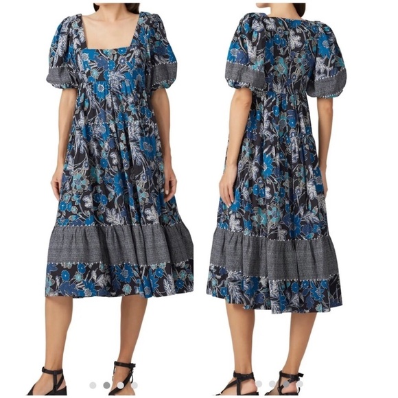 ULLA JOHNSON Nora floral cotton midi dress - Picture 1 of 10